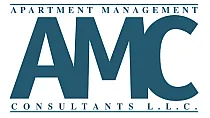 AMC logo with bold, blue letters representing Apartment Management Consultants L.L.C.
