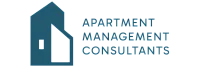 Modern logo featuring a stylized building with the words 'Apartment Management Consultants' in bold, professional font.