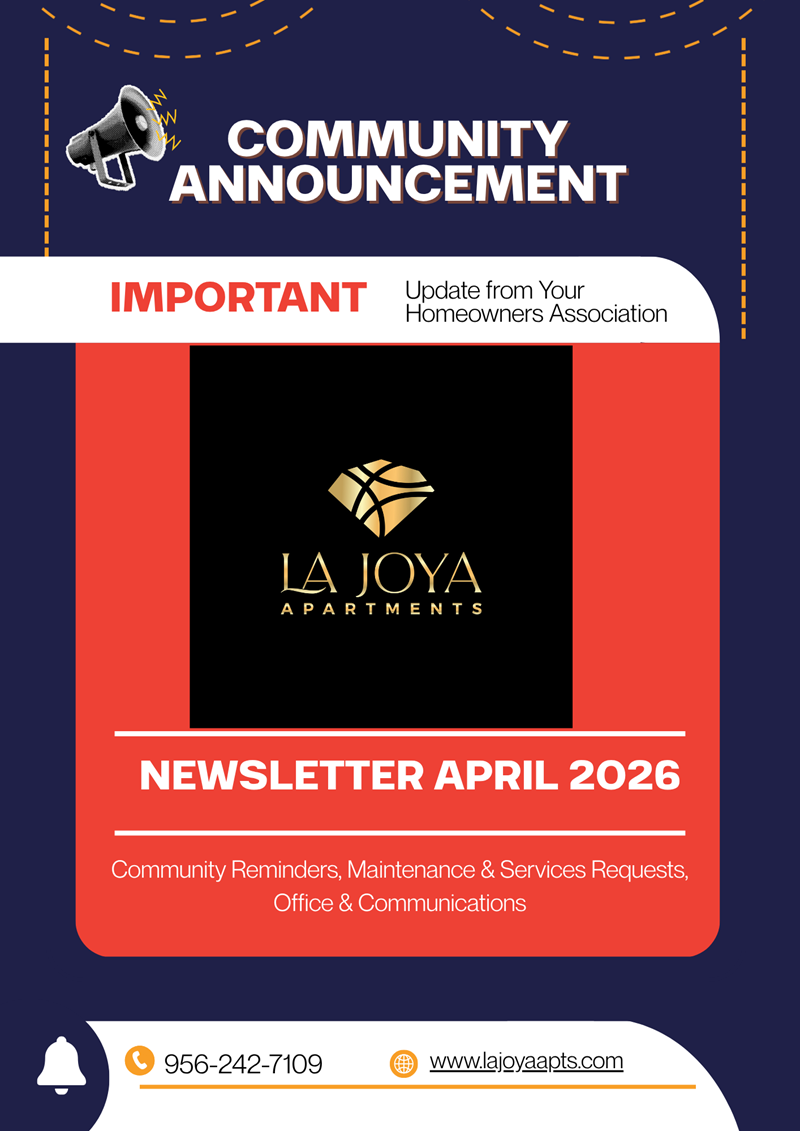 La Joya Apartments – Monthly Community Update - Newsletter April 2026-image