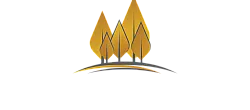 Elegant logo design featuring stylized golden trees on a gentle slope, symbolizing growth and harmony.