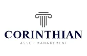 Elegant Corinthian Asset Management logo featuring a classic column design, symbolizing strength and stability.