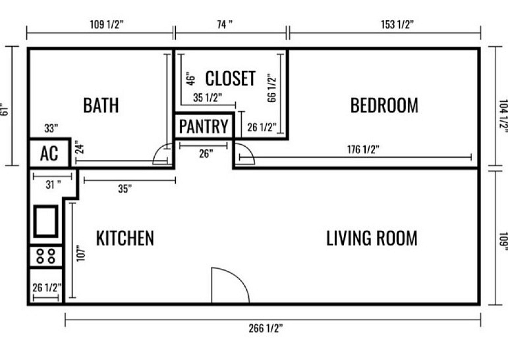 One Bedroom Floorplan