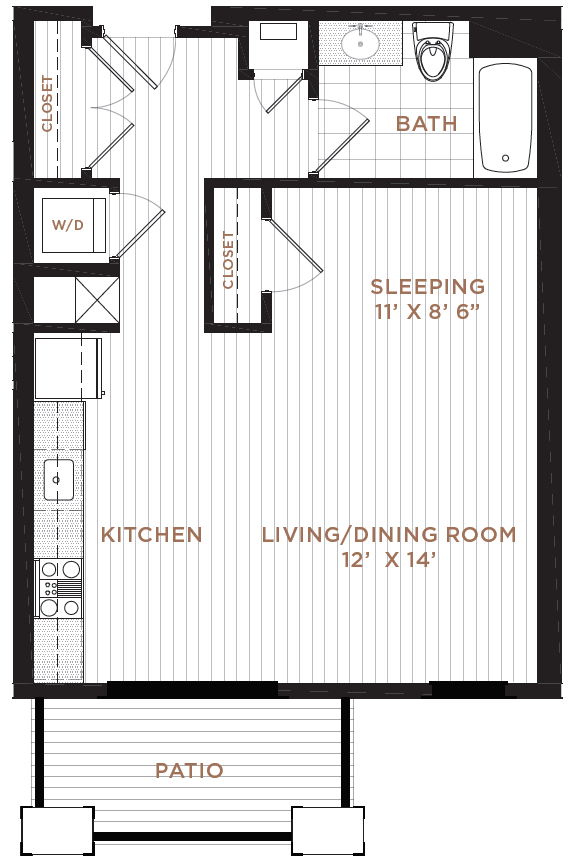 Floor Plan 2 | Studio Apartment Nashua NH | Corsa