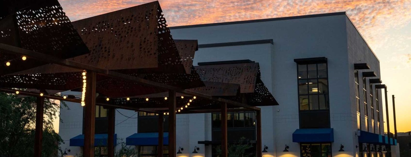 Art structure at sunset