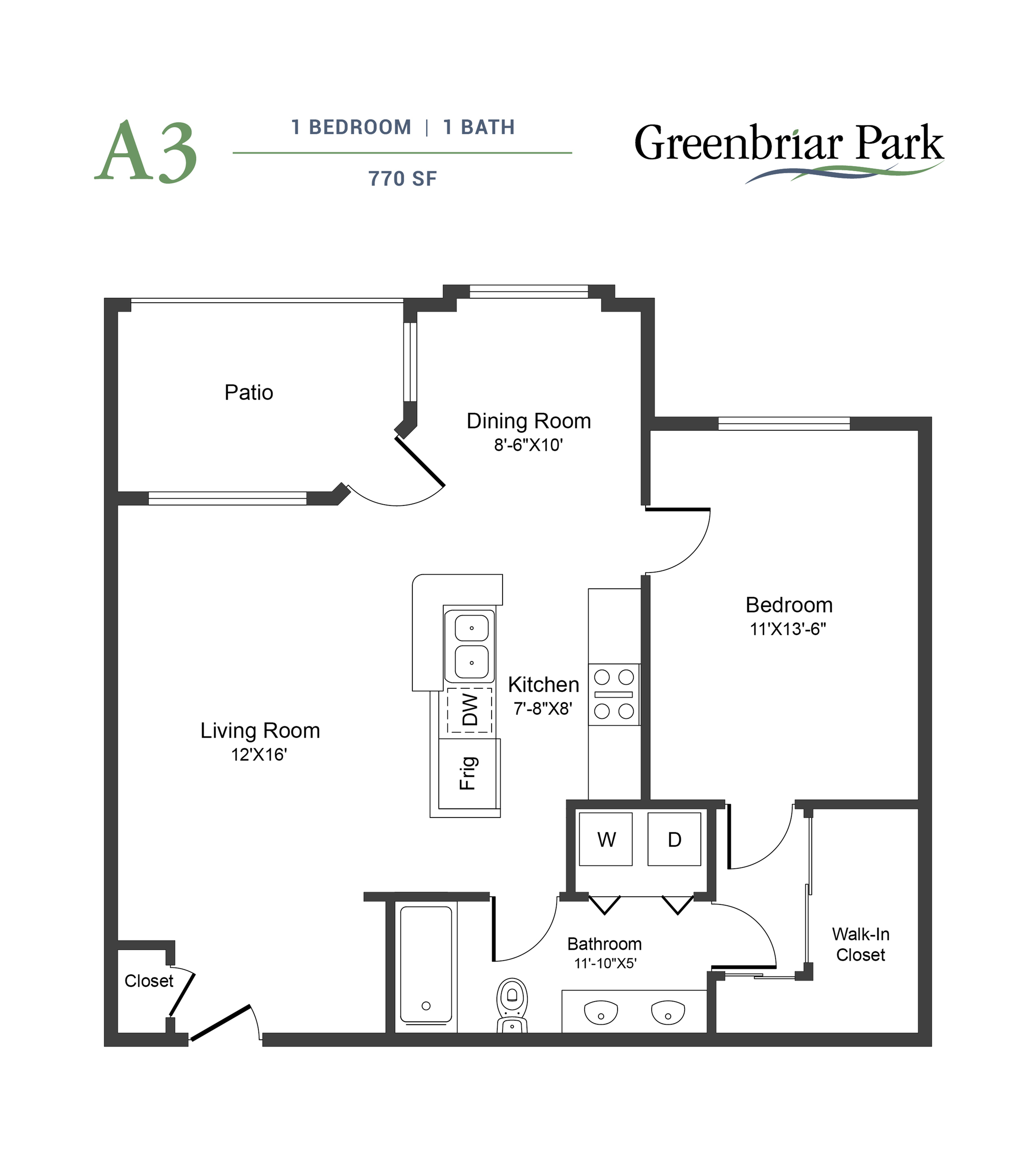 A3P 1 Bed Apartment Greenbriar Park