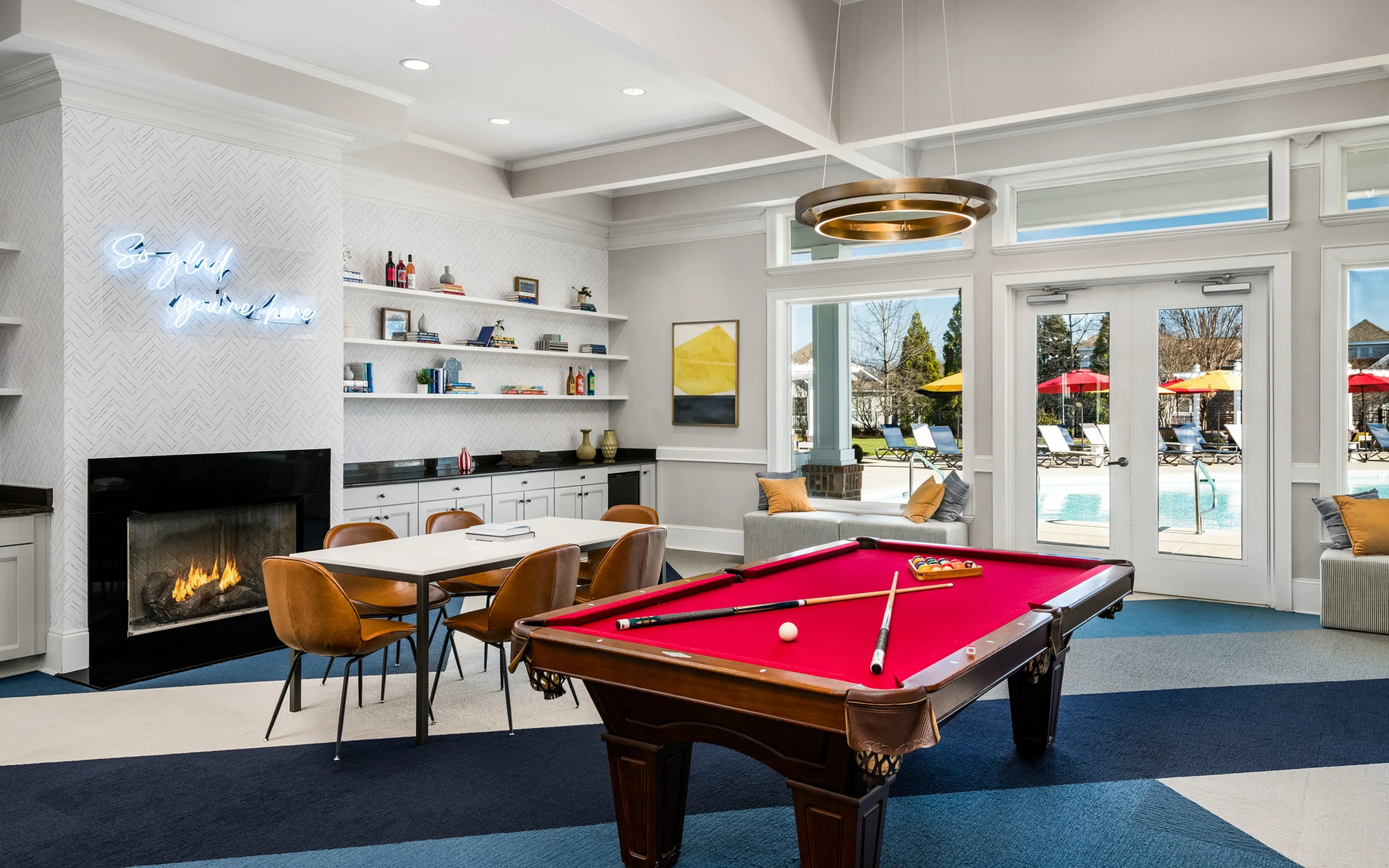 billiards and neon sign
