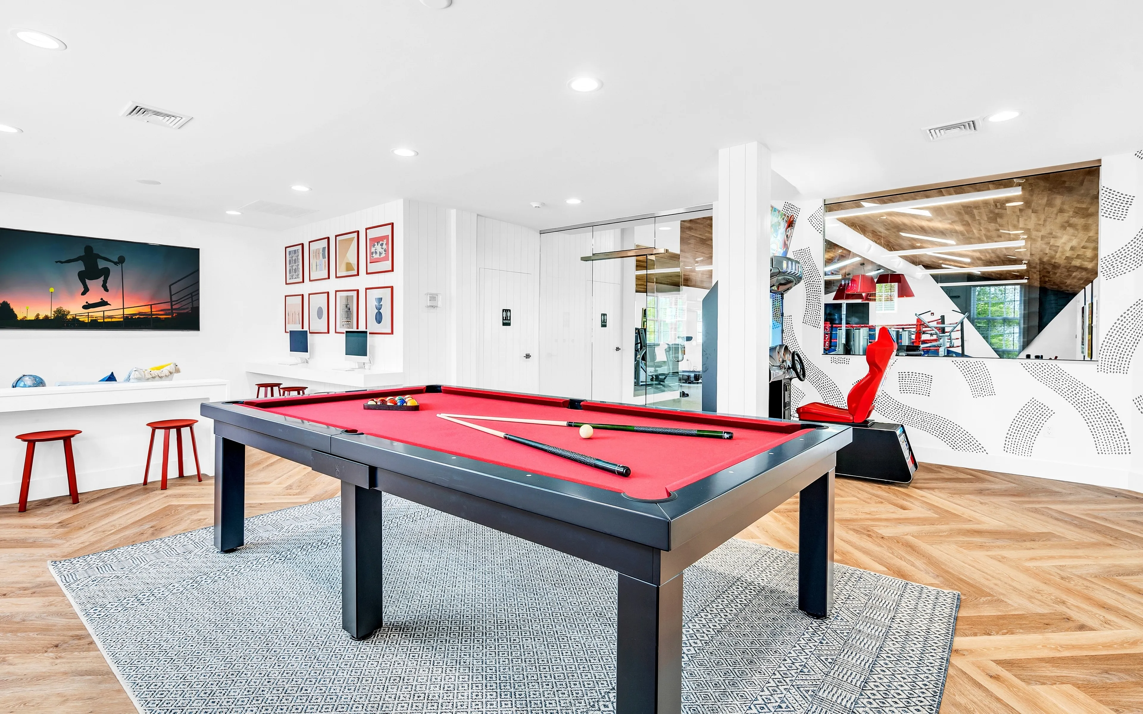 red billiards table