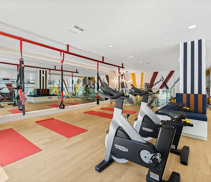 modern bike room fitness center
