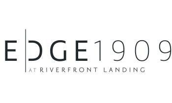 Edge 1909 at Riverfront Landing logo in sleek modern font, embodying urban sophistication.