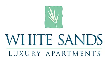 Elegant logo of White Sands Luxury Apartments featuring a stylish design element and sophisticated typography.