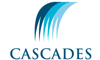 Elegant Cascades logo featuring dynamic cascading blue lines, symbolizing flow and movement.