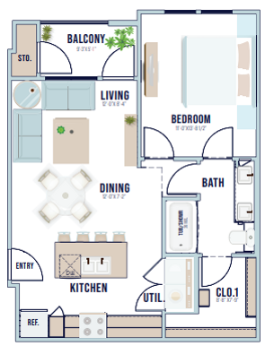 A2 1x1 floor plan