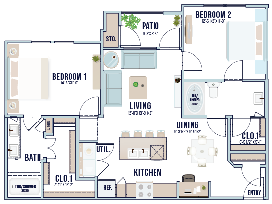 B3 2x2 floor plan