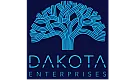 Dakota Enterprises logo featuring an intricate blue tree design with the tagline 'Investing in Communities' on a dark background.