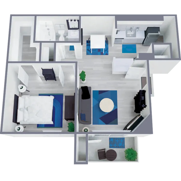 A1 Classic floor plan featuring 1 bedroom 1 bathroom