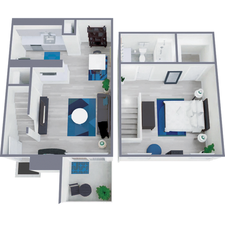 A2 Classic floor plan featuring 1 bedroom 1 bathroom