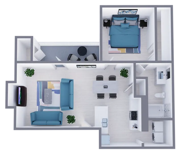 A3 Classic floor plan featuring 1 bedroom 1 bathroom