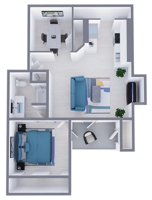 A4 Upgraded floor plan featuring 1 bedroom 1 bathroom