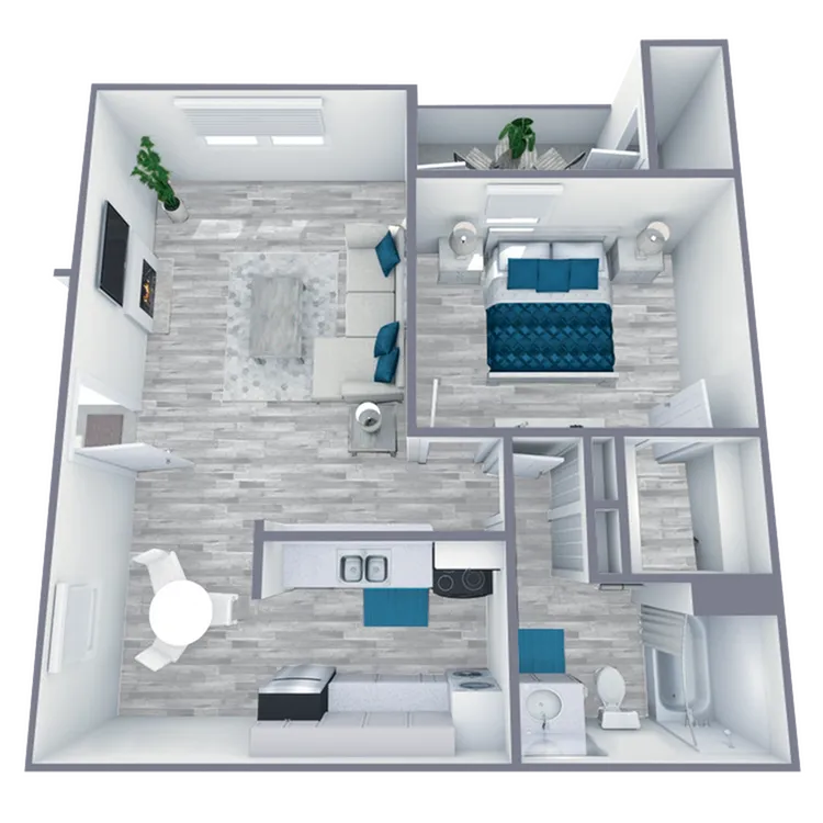 A2 Classic floor plan featuring 1 bedroom 1 bathroom
