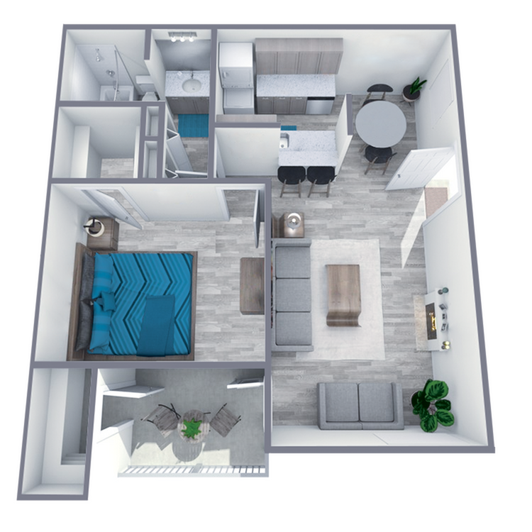 A2 Classic floor plan featuring 1 bedroom 1 bathroom