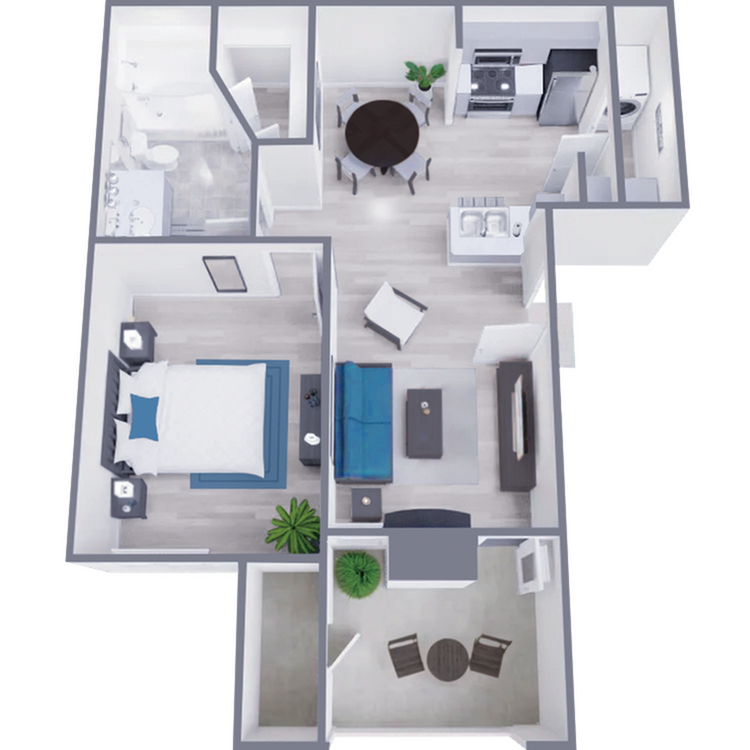A1 Classic floor plan featuring 1 bedroom 1 bathroom