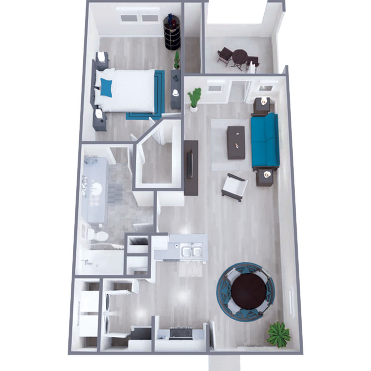 A2 Classic floor plan featuring 1 bedroom 1 bathroom