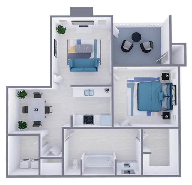 A1 Classic floor plan featuring 1 bedroom 1 bathroom