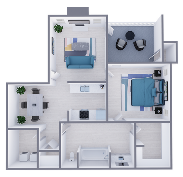 A1 Renovated floor plan featuring 1 bedroom 1 bathroom