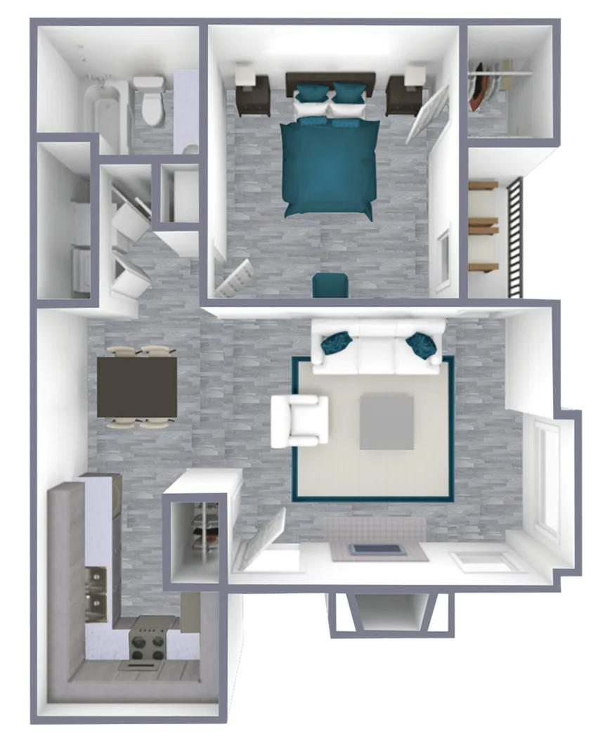 A1 Upgraded floor plan featuring 1 bedroom 1 bathroom
