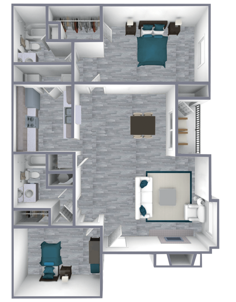 B2 Upgraded floor plan featuring 2 bedrooms 2 bathrooms