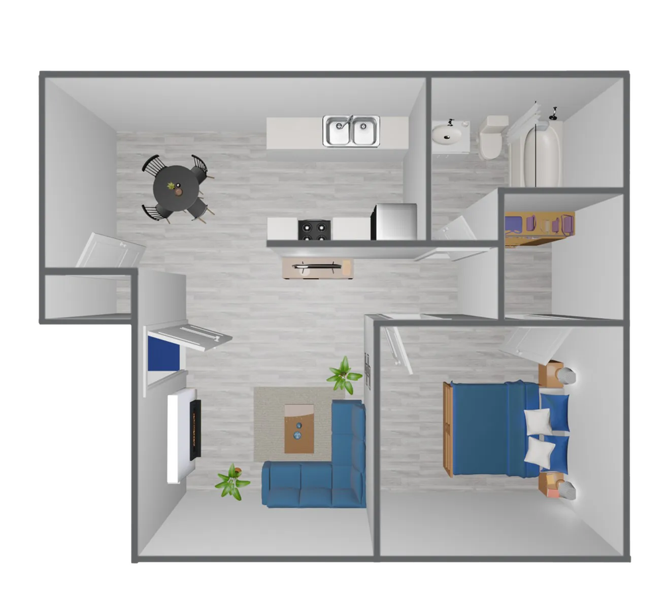 A2 Classic floor plan featuring 1 bedroom 1 bathroom