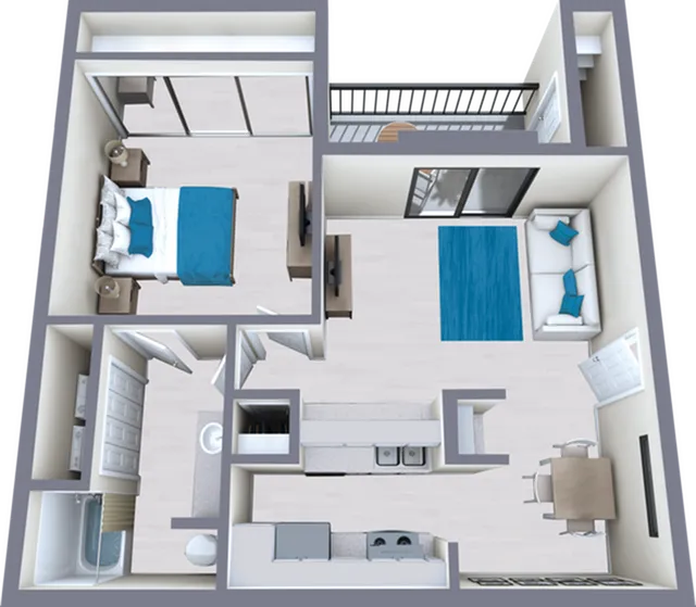 A1 Classic floor plan featuring 1 bedroom 1 bathrooms