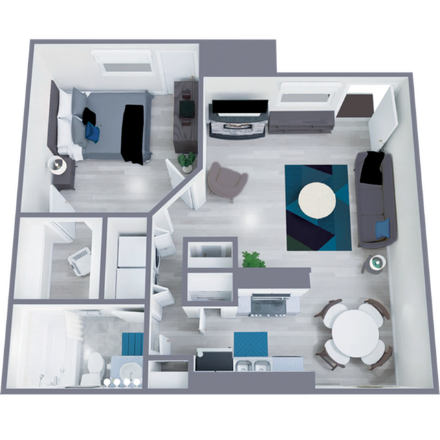 A2 Classic floor plan featuring 1 bedroom 1 bathroom