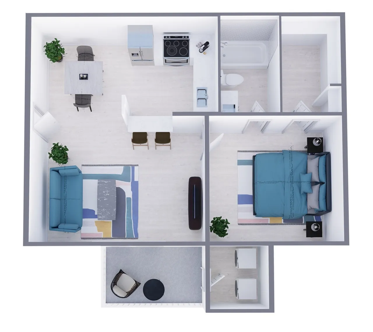 A2 Renovated floor plan featuring 1 bedroom 1 bathroom