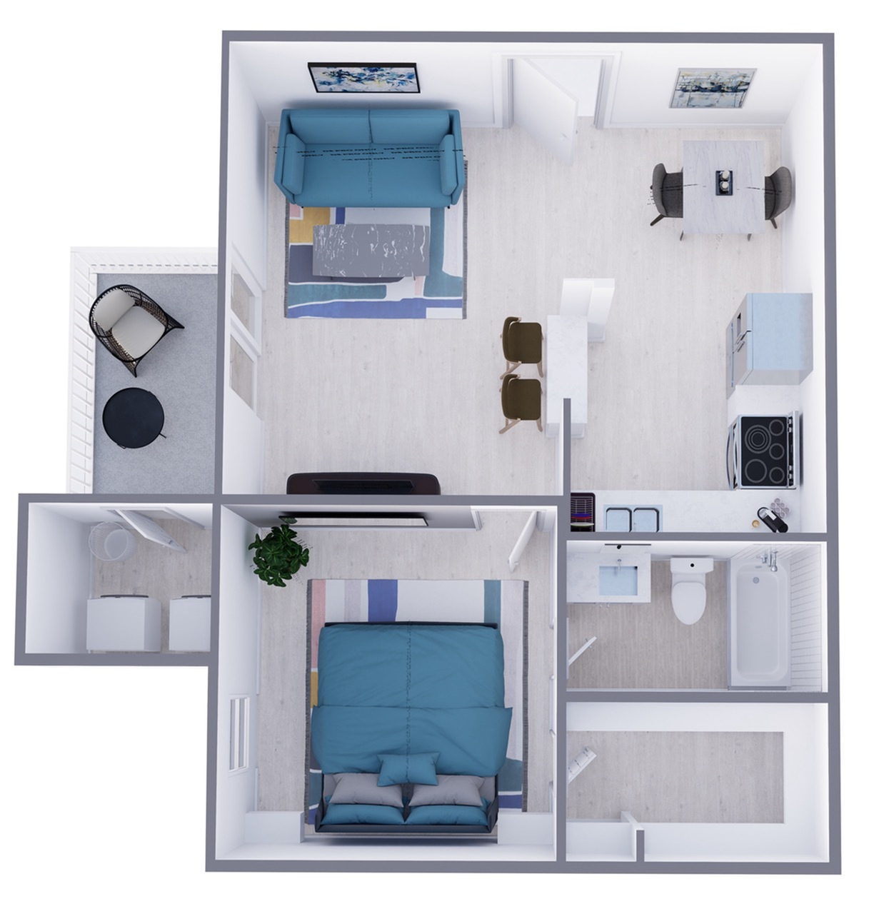 A3 Renovated floor plan featuring 1 bedroom 1 bathroom