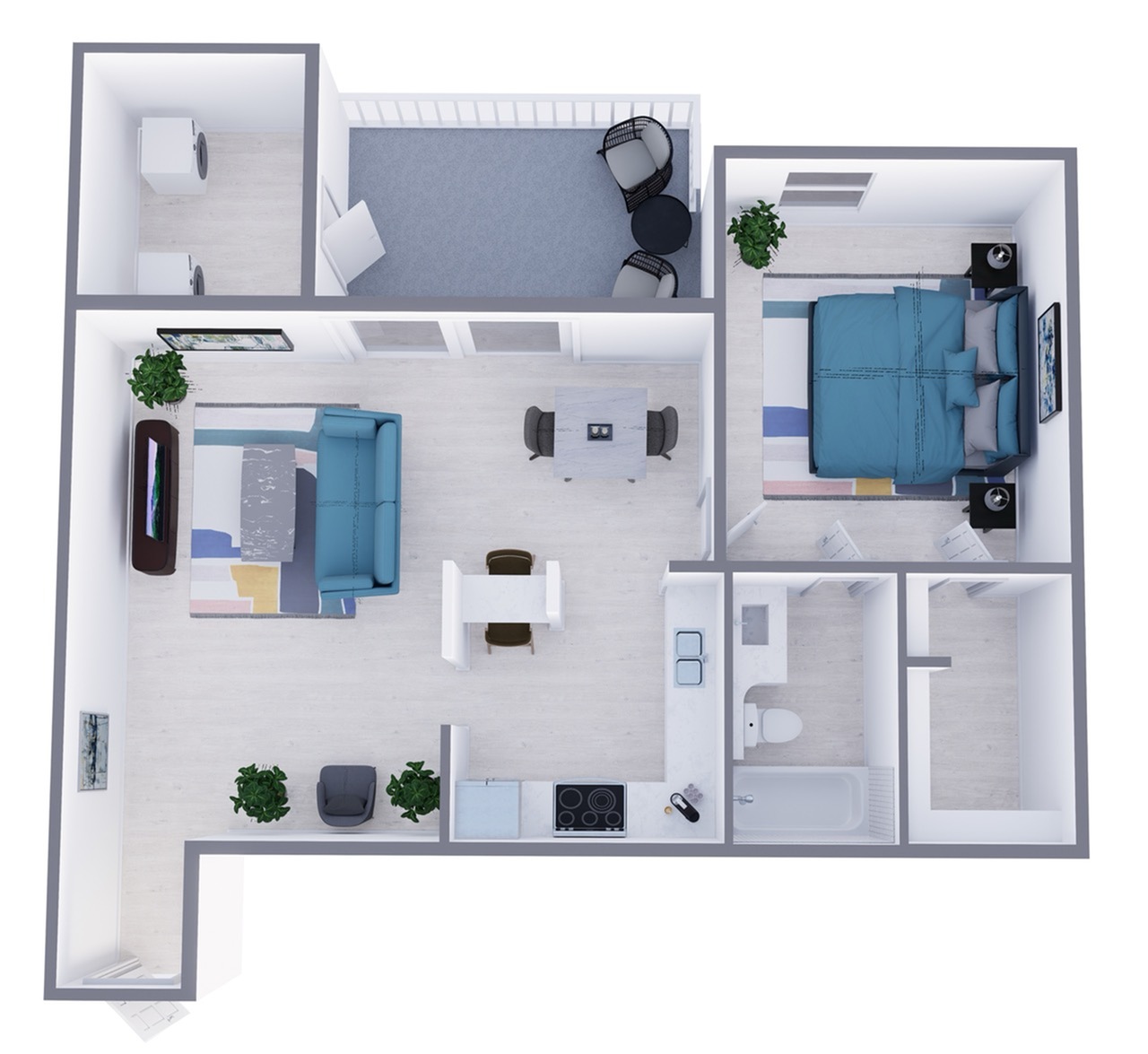 A4 Renovated floor plan featuring 1 bedroom 1 bathroom