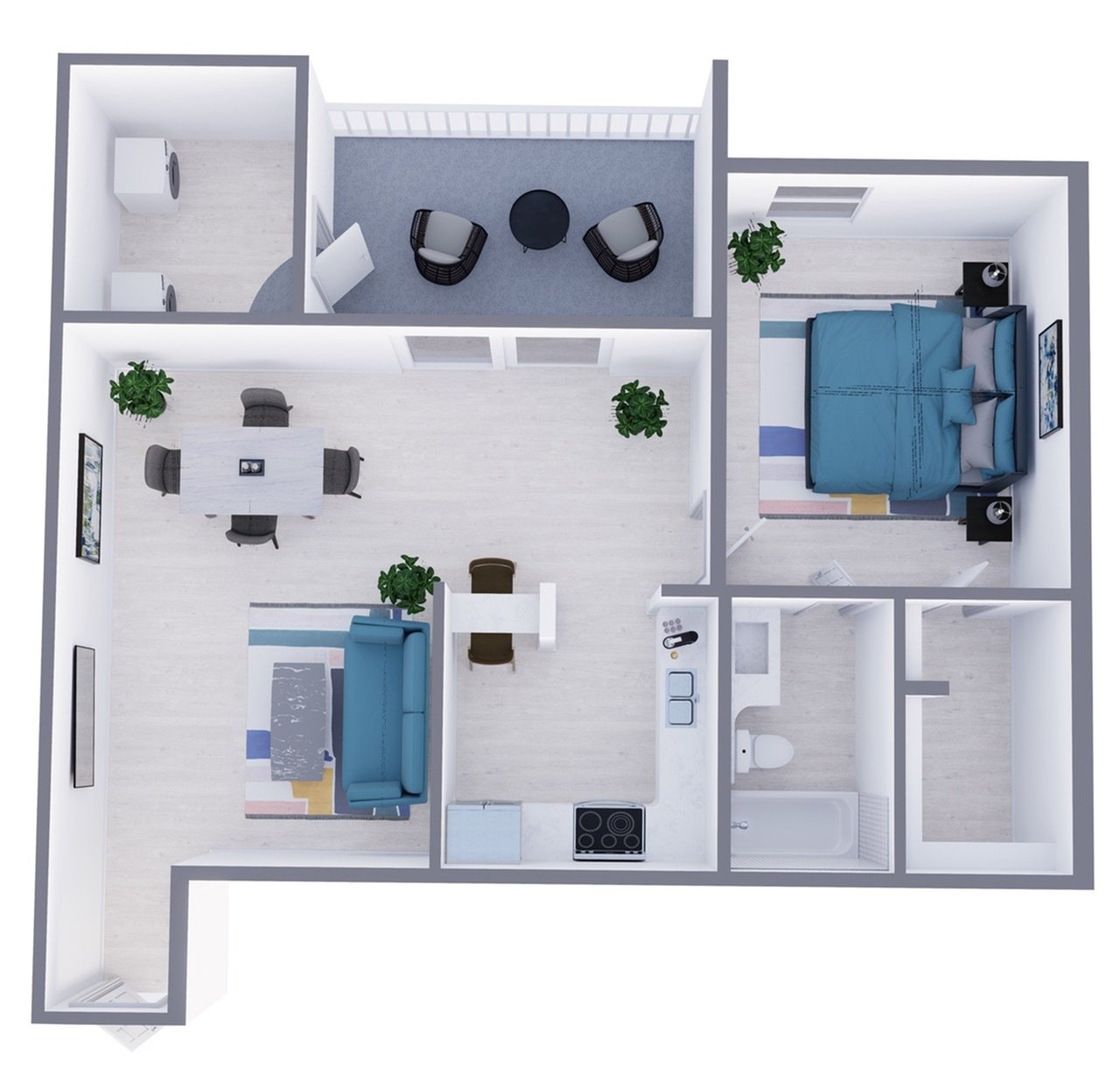 A5 Renovated floor plan featuring 1 bedroom 1 bathroom