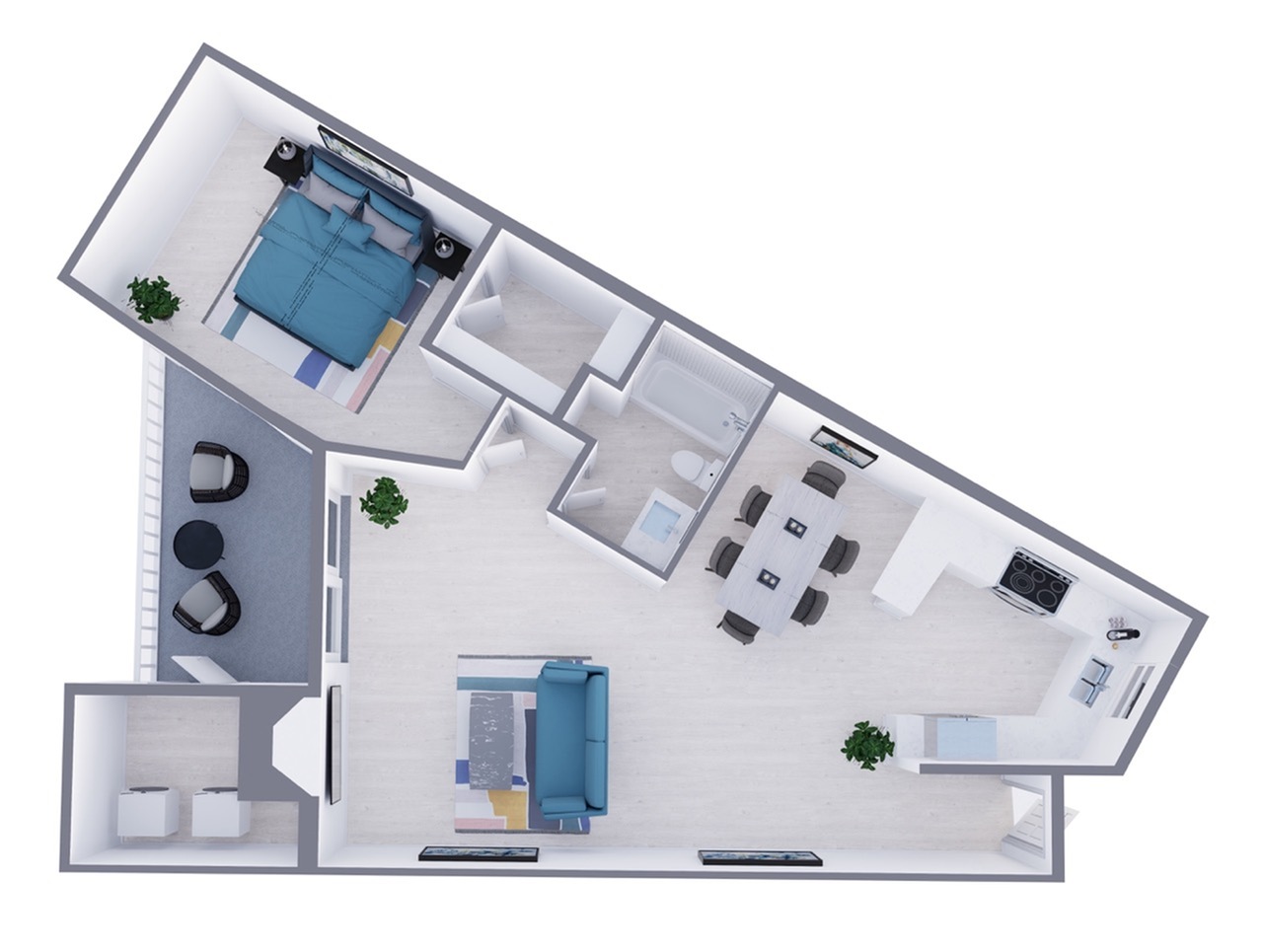 A6 Classic floor plan featuring 1 bedroom 1 bathroom