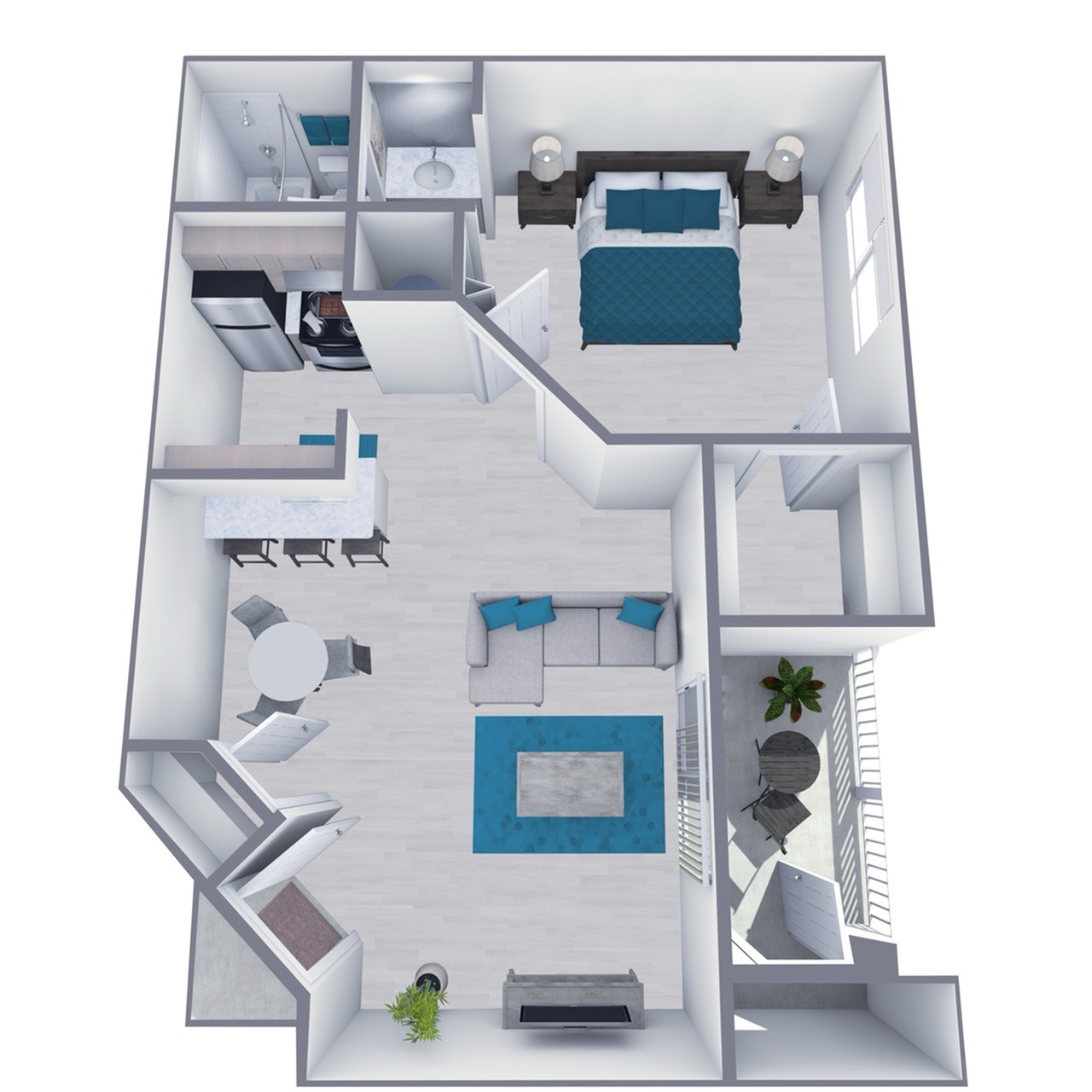 A1 Classic floor plan featuring 1 bedroom 1 bathroom