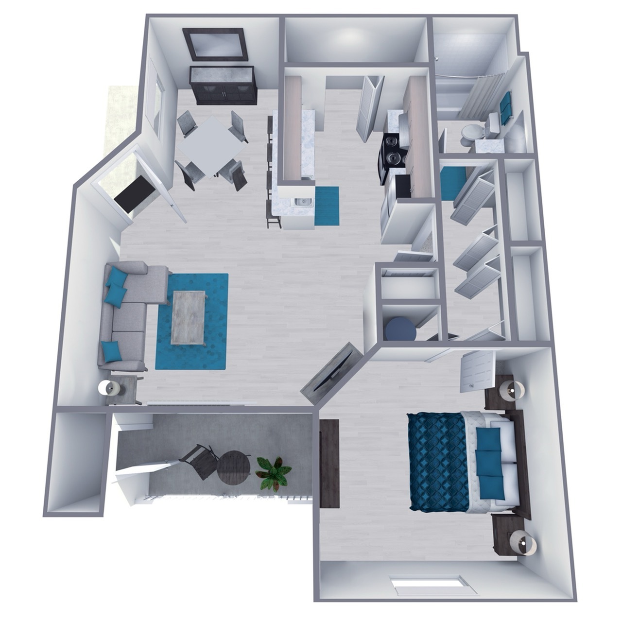 A2 Upgraded floor plan featuring 1 bedroom 1 bathroom
