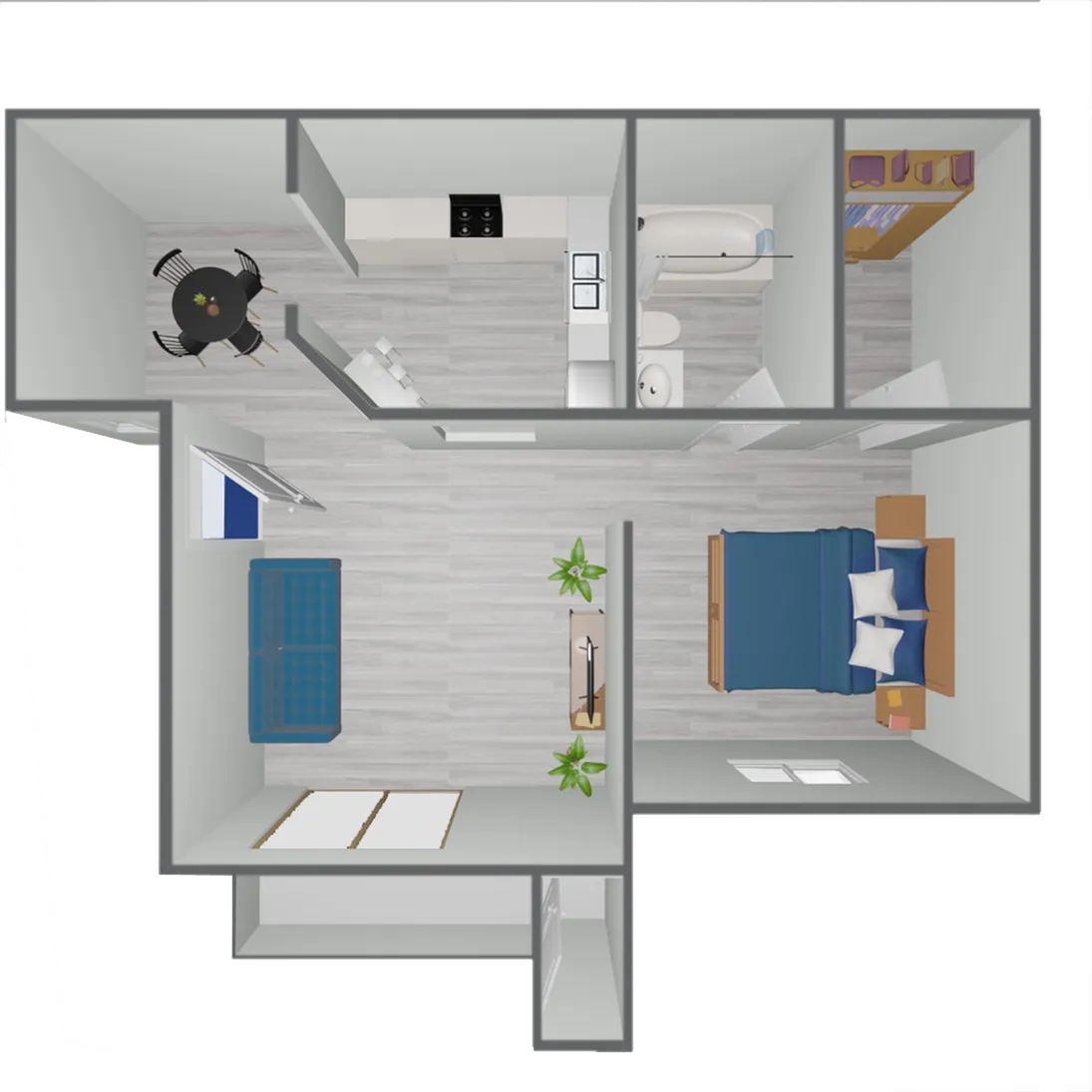 A1 Classic floor plan featuring 1 bedroom 1 bathroom