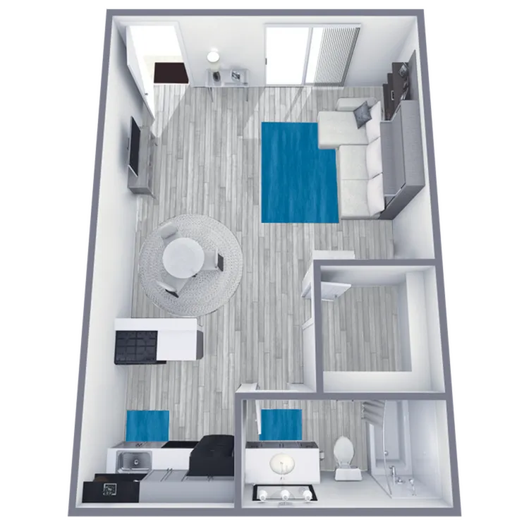 S1 Classic floor plan featuring studio bedroom 1 bathroom