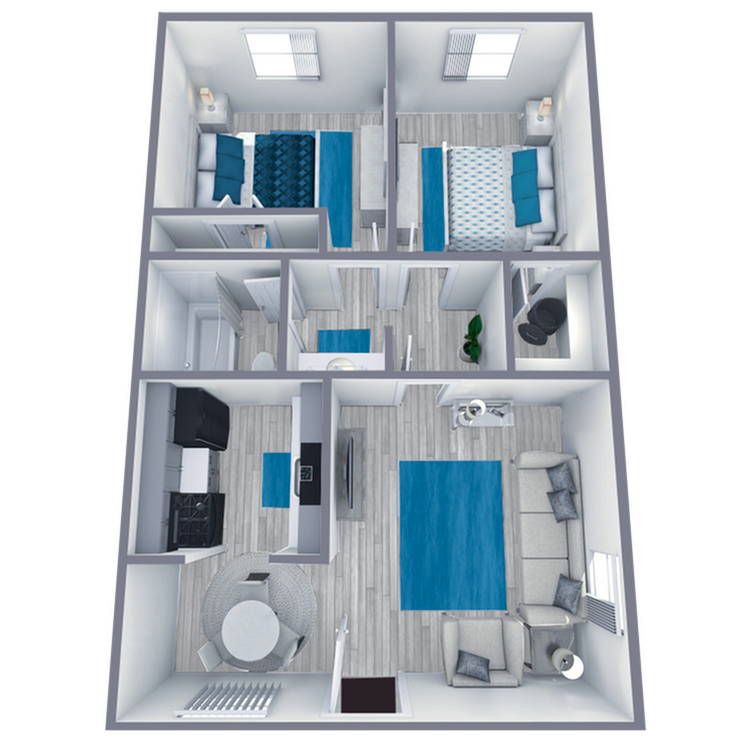 B1 Partial floor plan featuring 2 bedrooms 1 bathroom