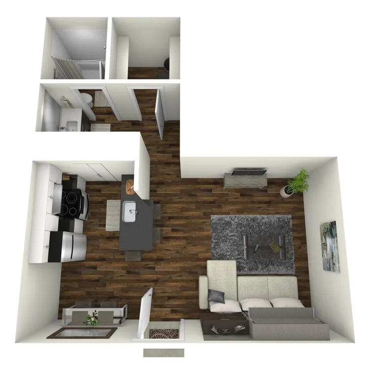 S1 Partial floor plan featuring studio bedroom 1 bathroom