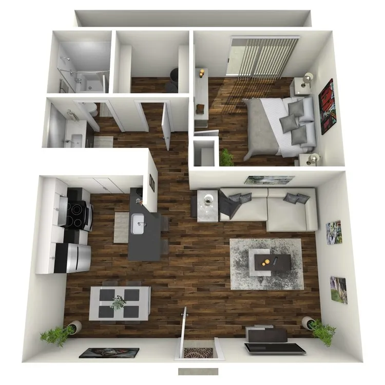 A1 Renovated floor plan featuring 1 bedroom 1 bathroom