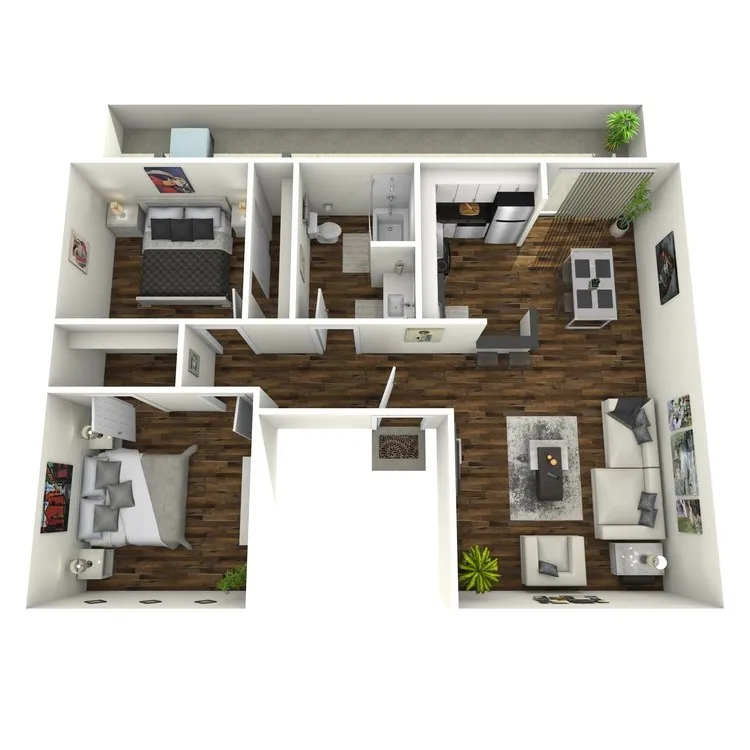 B1 Renovated floor plan featuring 2 bedrooms 1 bathroom