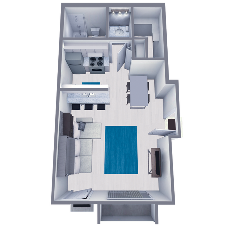 S1 Partial floor plan featuring studio bedroom 1 bathroom