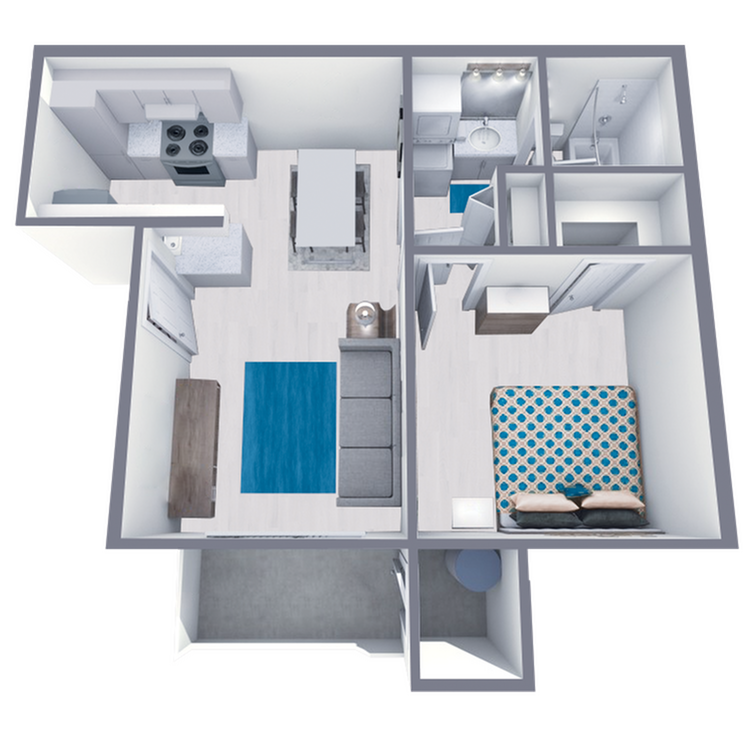 A1 Renovated A1 Upgrade floor plan featuring 1 bedroom 1 bathroom