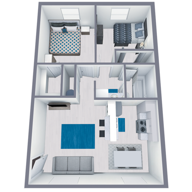 B1 Classic floor plan featuring 2 bedrooms 1 bathroom