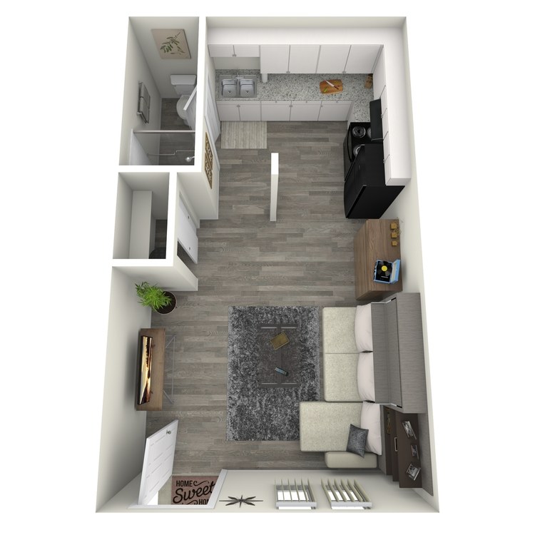 S1 Partial floor plan featuring studio bedroom 1 bathroom